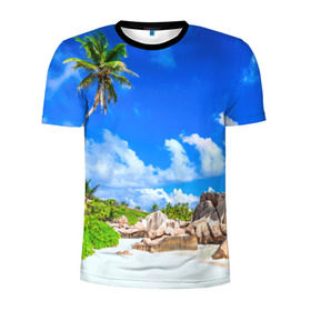 Мужская футболка 3D спортивная с принтом Сейшельские острова в Тюмени, 100% полиэстер с улучшенными характеристиками | приталенный силуэт, круглая горловина, широкие плечи, сужается к линии бедра | Тематика изображения на принте: seychelles | восточная африка | индийский океан | каникулы | море | островное государство | отдых | отпуск | пальмы | песок | пляж | приключение | путешествие | рай | сейшелы | сейшельские острова | туризм