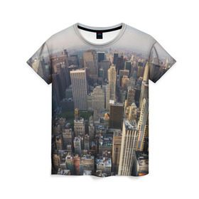 Женская футболка 3D с принтом New York в Тюмени, 100% полиэфир ( синтетическое хлопкоподобное полотно) | прямой крой, круглый вырез горловины, длина до линии бедер | america | new york | usa | америка | высотки | мегаполис | нью йорк | столица мира | сша | штаты