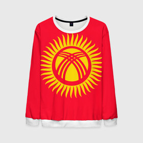 Мужской свитшот 3D с принтом Киргизия в Тюмени, 100% полиэстер с мягким внутренним слоем | круглый вырез горловины, мягкая резинка на манжетах и поясе, свободная посадка по фигуре | Тематика изображения на принте: азия | нации | страна | флаг
