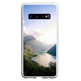 Чехол для Samsung Galaxy S10 с принтом Горное озеро в Тюмени, Силикон | Область печати: задняя сторона чехла, без боковых панелей | Тематика изображения на принте: горы | лес | небо | озеро