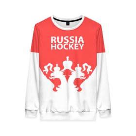 Женский свитшот 3D с принтом Russia Hockey в Тюмени, 100% полиэстер с мягким внутренним слоем | круглый вырез горловины, мягкая резинка на манжетах и поясе, свободная посадка по фигуре | hockey | ru | rus | russia | russian | россия | сборная | хоккей