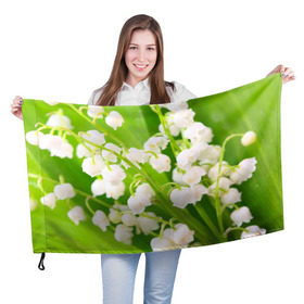 Флаг 3D с принтом Ландыши в Тюмени, 100% полиэстер | плотность ткани — 95 г/м2, размер — 67 х 109 см. Принт наносится с одной стороны | весна | ландыш | цветок