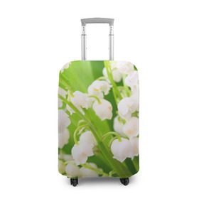 Чехол для чемодана 3D с принтом Ландыши в Тюмени, 86% полиэфир, 14% спандекс | двустороннее нанесение принта, прорези для ручек и колес | весна | ландыш | цветок