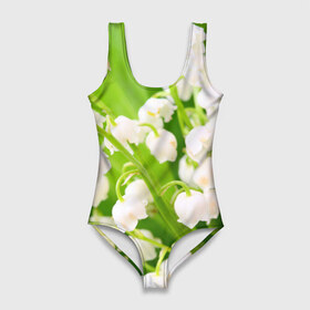 Купальник-боди 3D с принтом Ландыши в Тюмени, 82% полиэстер, 18% эластан | Круглая горловина, круглый вырез на спине | весна | ландыш | цветок