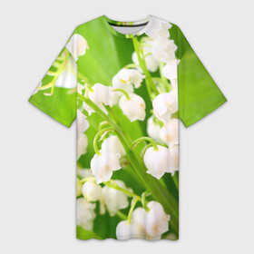 Платье-футболка 3D с принтом Ландыши в Тюмени,  |  | весна | ландыш | цветок