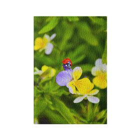 Обложка для паспорта матовая кожа с принтом Природа в Тюмени, натуральная матовая кожа | размер 19,3 х 13,7 см; прозрачные пластиковые крепления | Тематика изображения на принте: божья коровка | красота | природа | цветок