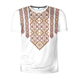 Мужская футболка 3D спортивная с принтом Вышивка в Тюмени, 100% полиэстер с улучшенными характеристиками | приталенный силуэт, круглая горловина, широкие плечи, сужается к линии бедра | ukraine | вышивка | украина