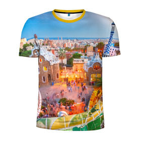 Мужская футболка 3D спортивная с принтом Barcelona в Тюмени, 100% полиэстер с улучшенными характеристиками | приталенный силуэт, круглая горловина, широкие плечи, сужается к линии бедра | europe | spain | барселона | европа | ес | испания | туризм