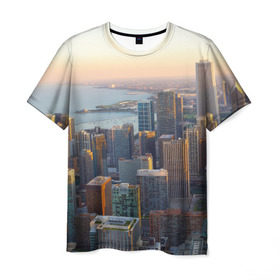 Мужская футболка 3D с принтом Нью-Йорк в Тюмени, 100% полиэфир | прямой крой, круглый вырез горловины, длина до линии бедер | america | new york | usa | америка | высотки | мегаполис | нью йорк | столица мира | сша | штаты