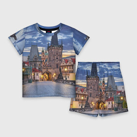 Детский костюм с шортами 3D с принтом Прага в Тюмени,  |  | czech republic | europe | prague | европа | ес | каникулы | мосты | отпуск | прага | туризм | хоккей | чехия