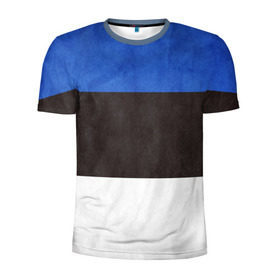 Мужская футболка 3D спортивная с принтом Эстония в Тюмени, 100% полиэстер с улучшенными характеристиками | приталенный силуэт, круглая горловина, широкие плечи, сужается к линии бедра | Тематика изображения на принте: страна | эстония | эстонская республика