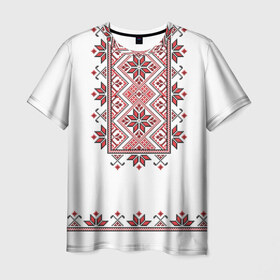 Мужская футболка 3D с принтом Вышивка 41 в Тюмени, 100% полиэфир | прямой крой, круглый вырез горловины, длина до линии бедер | belarus | беларусь | вышивка