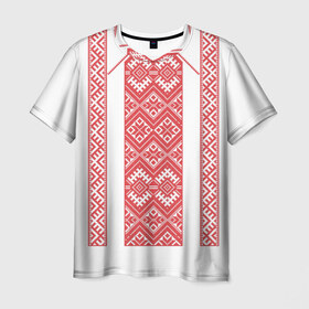 Мужская футболка 3D с принтом Вышивка 46 в Тюмени, 100% полиэфир | прямой крой, круглый вырез горловины, длина до линии бедер | Тематика изображения на принте: belarus | беларусь | вышивка