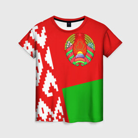 Женская футболка 3D с принтом Беларусь 2 в Тюмени, 100% полиэфир ( синтетическое хлопкоподобное полотно) | прямой крой, круглый вырез горловины, длина до линии бедер | belarus | беларусь