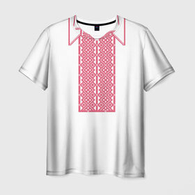 Мужская футболка 3D с принтом Вышивка 55 в Тюмени, 100% полиэфир | прямой крой, круглый вырез горловины, длина до линии бедер | belarus | беларусь | вышивка