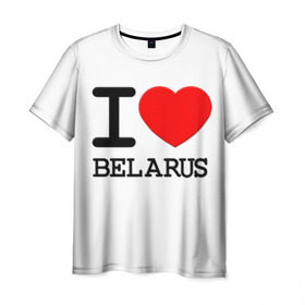 Мужская футболка 3D с принтом Люблю Беларусь 3 в Тюмени, 100% полиэфир | прямой крой, круглый вырез горловины, длина до линии бедер | belarus | love | беларусь | люблю