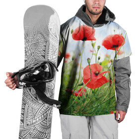 Накидка на куртку 3D с принтом Дикий мак в Тюмени, 100% полиэстер |  | Тематика изображения на принте: зелень | лето | луг | лужайка | мак | небо | облака | поле | полевые цветы | природа | растения | растительность