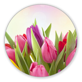 Коврик круглый с принтом Тюльпаны в Тюмени, резина и полиэстер | круглая форма, изображение наносится на всю лицевую часть | Тематика изображения на принте: 8 марта | аромат | букет | вазон | великолепие | дача | девушки | женщины | краски | красота | куст | лужайка | милые цветы | огород | палитра | прелесть | радуга | растение | тюльпаны