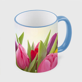 Кружка 3D с принтом Тюльпаны в Тюмени, керамика | ёмкость 330 мл | 8 марта | аромат | букет | вазон | великолепие | дача | девушки | женщины | краски | красота | куст | лужайка | милые цветы | огород | палитра | прелесть | радуга | растение | тюльпаны