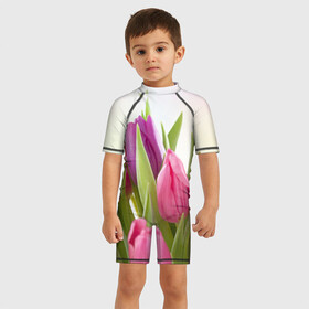 Детский купальный костюм 3D с принтом Тюльпаны в Тюмени, Полиэстер 85%, Спандекс 15% | застежка на молнии на спине | 8 марта | аромат | букет | вазон | великолепие | дача | девушки | женщины | краски | красота | куст | лужайка | милые цветы | огород | палитра | прелесть | радуга | растение | тюльпаны