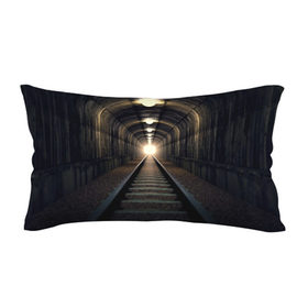 Подушка 3D антистресс с принтом Бескрайний тоннель в Тюмени, наволочка — 100% полиэстер, наполнитель — вспененный полистирол | состоит из подушки и наволочки на молнии | железная дорога | иллюзия | коридор | свет в конце тоннеля | тоннель