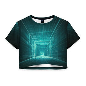 Женская футболка 3D укороченная с принтом Цифровой тоннель в Тюмени, 100% полиэстер | круглая горловина, длина футболки до линии талии, рукава с отворотами | глубины сознания | интернет | коридор | матрица | оптическая иллюзия | секрет | сеть | тайна | тоннель