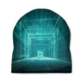 Шапка 3D с принтом Цифровой тоннель в Тюмени, 100% полиэстер | универсальный размер, печать по всей поверхности изделия | глубины сознания | интернет | коридор | матрица | оптическая иллюзия | секрет | сеть | тайна | тоннель