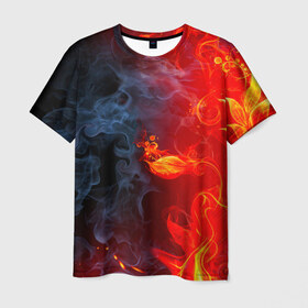 Мужская футболка 3D с принтом Абстракция в Тюмени, 100% полиэфир | прямой крой, круглый вырез горловины, длина до линии бедер | огонь | пламя | цветок