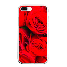Чехол для iPhone 7Plus/8 Plus матовый с принтом Розы в Тюмени, Силикон | Область печати: задняя сторона чехла, без боковых панелей | букет | красная | лепестки | роза | цветы