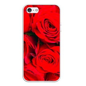 Чехол для iPhone 5/5S матовый с принтом Розы в Тюмени, Силикон | Область печати: задняя сторона чехла, без боковых панелей | букет | красная | лепестки | роза | цветы