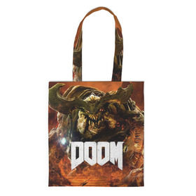 Сумка 3D повседневная с принтом Doom 4 Hell Cyberdemon в Тюмени, 100% полиэстер | Плотность: 200 г/м2; Размер: 34×35 см; Высота лямок: 30 см | cyberdemon | demon | doom | hell | дум