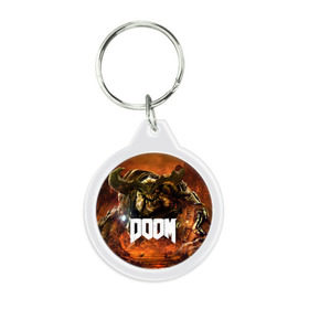Брелок круглый с принтом Doom 4 Hell Cyberdemon в Тюмени, пластик и полированная сталь | круглая форма, металлическое крепление в виде кольца | cyberdemon | demon | doom | hell | дум