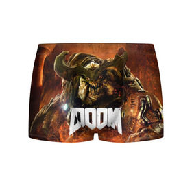 Мужские трусы 3D с принтом Doom 4 Hell Cyberdemon в Тюмени, 50% хлопок, 50% полиэстер | классическая посадка, на поясе мягкая тканевая резинка | cyberdemon | demon | doom | hell | дум