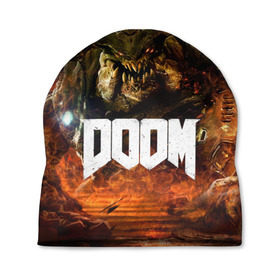 Шапка 3D с принтом Doom 4 Hell Cyberdemon в Тюмени, 100% полиэстер | универсальный размер, печать по всей поверхности изделия | Тематика изображения на принте: cyberdemon | demon | doom | hell | дум