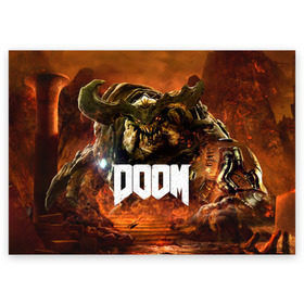 Поздравительная открытка с принтом Doom 4 Hell Cyberdemon в Тюмени, 100% бумага | плотность бумаги 280 г/м2, матовая, на обратной стороне линовка и место для марки
 | cyberdemon | demon | doom | hell | дум