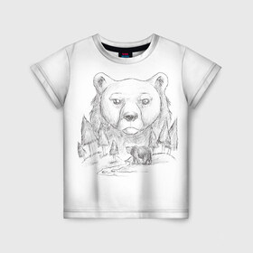 Детская футболка 3D с принтом Медведица в Тюмени, 100% гипоаллергенный полиэфир | прямой крой, круглый вырез горловины, длина до линии бедер, чуть спущенное плечо, ткань немного тянется | арт | лес | медведь | природа | рисунок