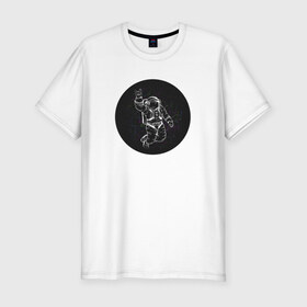 Мужская футболка премиум с принтом Космонавт 9.9 в Тюмени, 92% хлопок, 8% лайкра | приталенный силуэт, круглый вырез ворота, длина до линии бедра, короткий рукав | astro | moon | space | star | stars | астронавт | звезды | земля | космонавт | космос | луна | скафандр