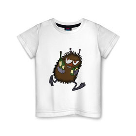 Детская футболка хлопок с принтом Вонючка Стинки с бутылками в Тюмени, 100% хлопок | круглый вырез горловины, полуприлегающий силуэт, длина до линии бедер | муми тролль