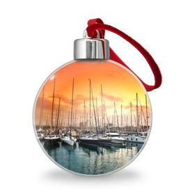 Ёлочный шар с принтом Barcelona в Тюмени, Пластик | Диаметр: 77 мм | barcelona | spain | барселона | европа | закат | испания | каталония | море | парусник | фрегат | яхта