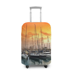 Чехол для чемодана 3D с принтом Barcelona в Тюмени, 86% полиэфир, 14% спандекс | двустороннее нанесение принта, прорези для ручек и колес | barcelona | spain | барселона | европа | закат | испания | каталония | море | парусник | фрегат | яхта