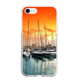 Чехол для iPhone 7/8 матовый с принтом Barcelona в Тюмени, Силикон | Область печати: задняя сторона чехла, без боковых панелей | barcelona | spain | барселона | европа | закат | испания | каталония | море | парусник | фрегат | яхта
