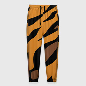 Мужские брюки 3D с принтом Шерсть тигра в Тюмени, 100% полиэстер | манжеты по низу, эластичный пояс регулируется шнурком, по бокам два кармана без застежек, внутренняя часть кармана из мелкой сетки | оранжевый | текстура | тигр