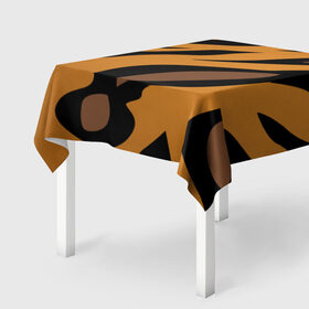 Скатерть 3D с принтом Шерсть тигра в Тюмени, 100% полиэстер (ткань не мнется и не растягивается) | Размер: 150*150 см | Тематика изображения на принте: оранжевый | текстура | тигр