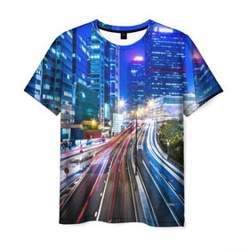 Мужская футболка 3D с принтом Гонконг в Тюмени, 100% полиэфир | прямой крой, круглый вырез горловины, длина до линии бедер | asia | china | hong kong | night city | азия | гонконг | движение | жизнь | китай | кнр | ночной город | пекин | трафик | финансовый центр мира | центр торговли