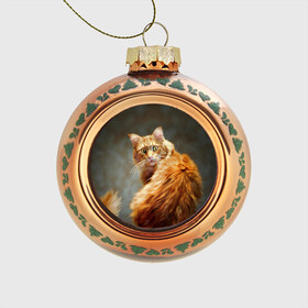 Стеклянный ёлочный шар с принтом Рыжий в Тюмени, Стекло | Диаметр: 80 мм | Тематика изображения на принте: cat | кот | кошка | рыжий
