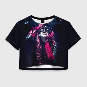 Женская футболка 3D укороченная с принтом Superheroine 3 в Тюмени, 100% полиэстер | круглая горловина, длина футболки до линии талии, рукава с отворотами | Тематика изображения на принте: batgirl | бэтгерл