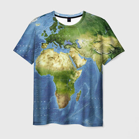 Мужская футболка 3D с принтом Карта в Тюмени, 100% полиэфир | прямой крой, круглый вырез горловины, длина до линии бедер | map | world | карта | мир