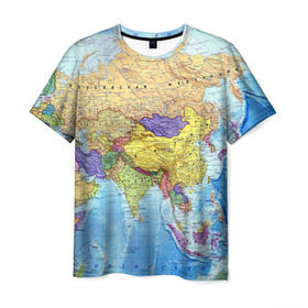 Мужская футболка 3D с принтом Карта 10 в Тюмени, 100% полиэфир | прямой крой, круглый вырез горловины, длина до линии бедер | map | world | карта | мир