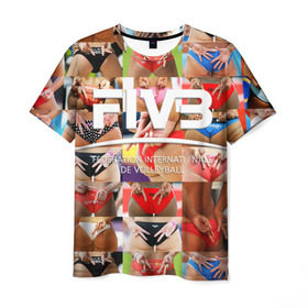 Мужская футболка 3D с принтом Волейбол 1 в Тюмени, 100% полиэфир | прямой крой, круглый вырез горловины, длина до линии бедер | fiv3 | volleyball | волейбол