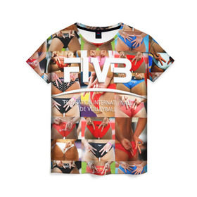 Женская футболка 3D с принтом Волейбол 1 в Тюмени, 100% полиэфир ( синтетическое хлопкоподобное полотно) | прямой крой, круглый вырез горловины, длина до линии бедер | fiv3 | volleyball | волейбол